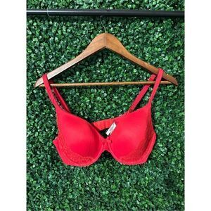 Victorias Secret Red Perfect Lined Coverage Bra Size 34D